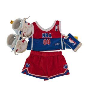 Build A Bear Clothes NBA Basketball Jersey & Shorts w/Sneaker Shoes Red Blue NWT